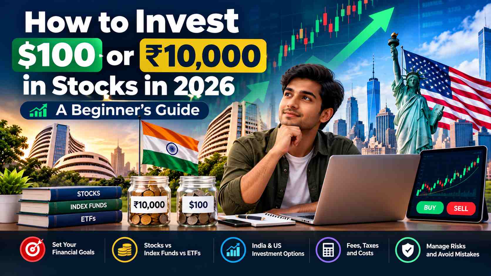 How to Invest $100 or ₹10,000 in Stocks in 2026: A Beginner's Guide